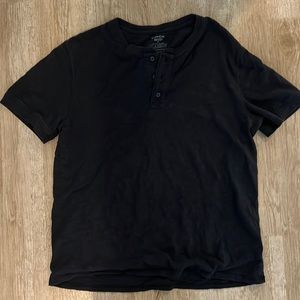 Dark blue, ribbed texture short sleeve Henley